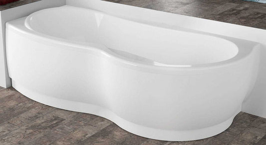 Novellini Venus Vasca da Bagno Versione Standard Con Telaio Misura 170x70 / 85 H55 cm Forma Esterna Tonda Curva Semicircolare Asimmetrica Interna a Otto Installazione Angolare Sinistra SX Pannello Frontale Colonna Materiale Acrilico Finitura Bianco Lucido