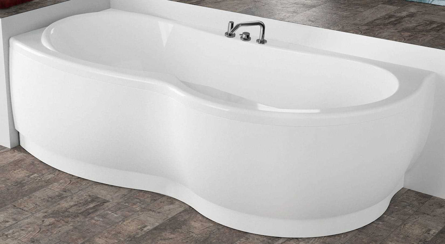 Novellini Venus Vasca da Bagno Versione Standard Con Telaio Misura 170x70 / 85 H55 cm Forma Esterna Tonda Curva Semicircolare Asimmetrica Interna Otto Installazione Angolare Sinistra Pannello Frontale Rubinetteria Materiale Acrilico Finitura Bianco Lucido