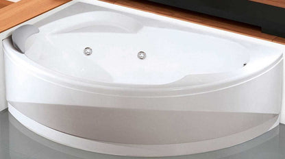 Novellini Vogue Vasca da Bagno Versione Hydro Misura 150x85 H55 cm Idromassaggio Whirlpool 5 Jets Forma Esterna Tonda Curva Semicircolare Asimmetrica Interna Ovale Installazione Angolare Sinistra Pannello Colonna Cuscino Materiale Acrilico Finitura Bianco