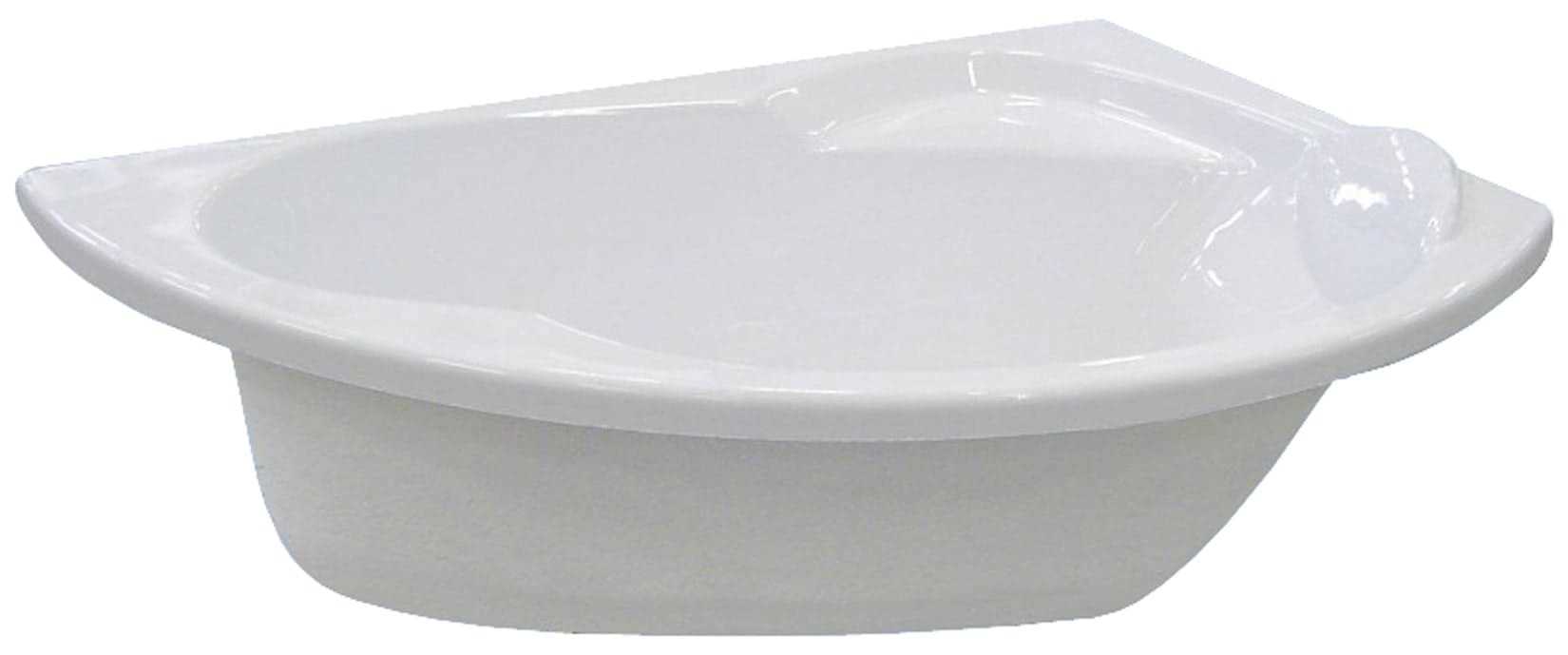 Novellini Vogue Vasca da Bagno Versione Standard da Incasso Misura 165x85 H55 cm Guscio Tradizionale da Rivestire Installazione ad Angolo a Destra Forma Esterna Tonda Curva Semicircolare Asimmetrica Interna Ovale Materiale Acrilico Finitura Bianco Lucido