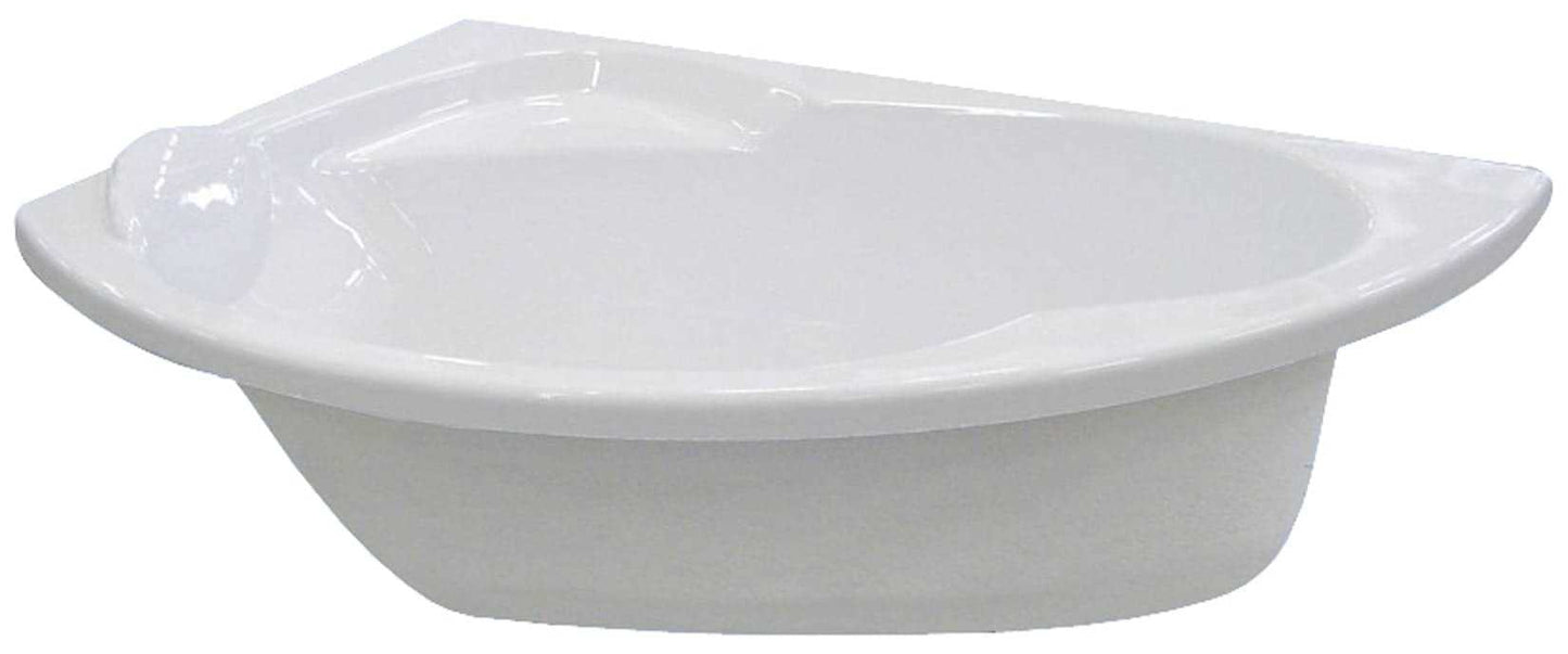 Novellini Vogue Vasca da Bagno Versione Standard da Incasso Misura 165x85 H55 cm Guscio Tradizionale da Rivestire Installazione ad Angolo Sinistra Forma Esterna Tonda Curva Semicircolare Asimmetrica Interna Ovale Materiale Acrilico Finitura Bianco Lucido