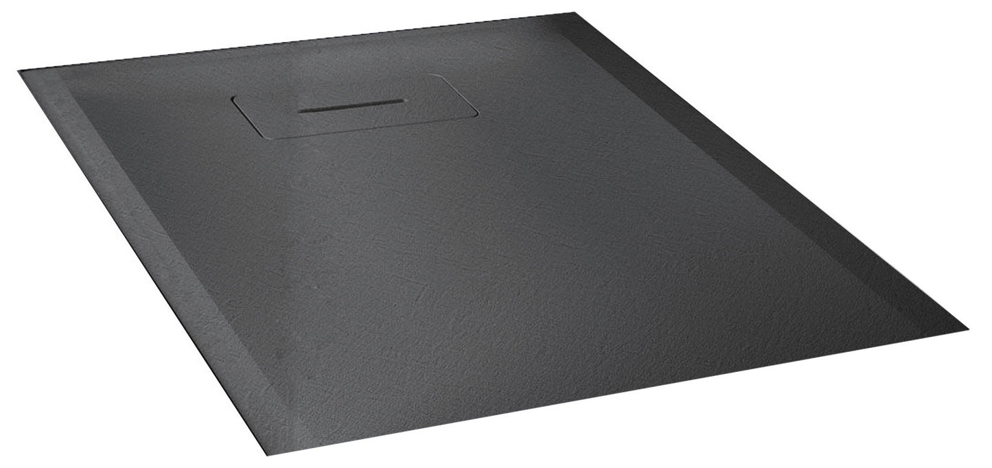Novellini Novosolid Piatto Doccia Quadrato Dimensione 80x80 Altezza 3,5 cm Colore Grigio Ultrapiatto Installazione Appoggio Filo Pavimento Sagomabile Tagliabile Riparabile Resistente Superficie Texture Effetto Pietra Materiale Resina Compreso Copripiletta