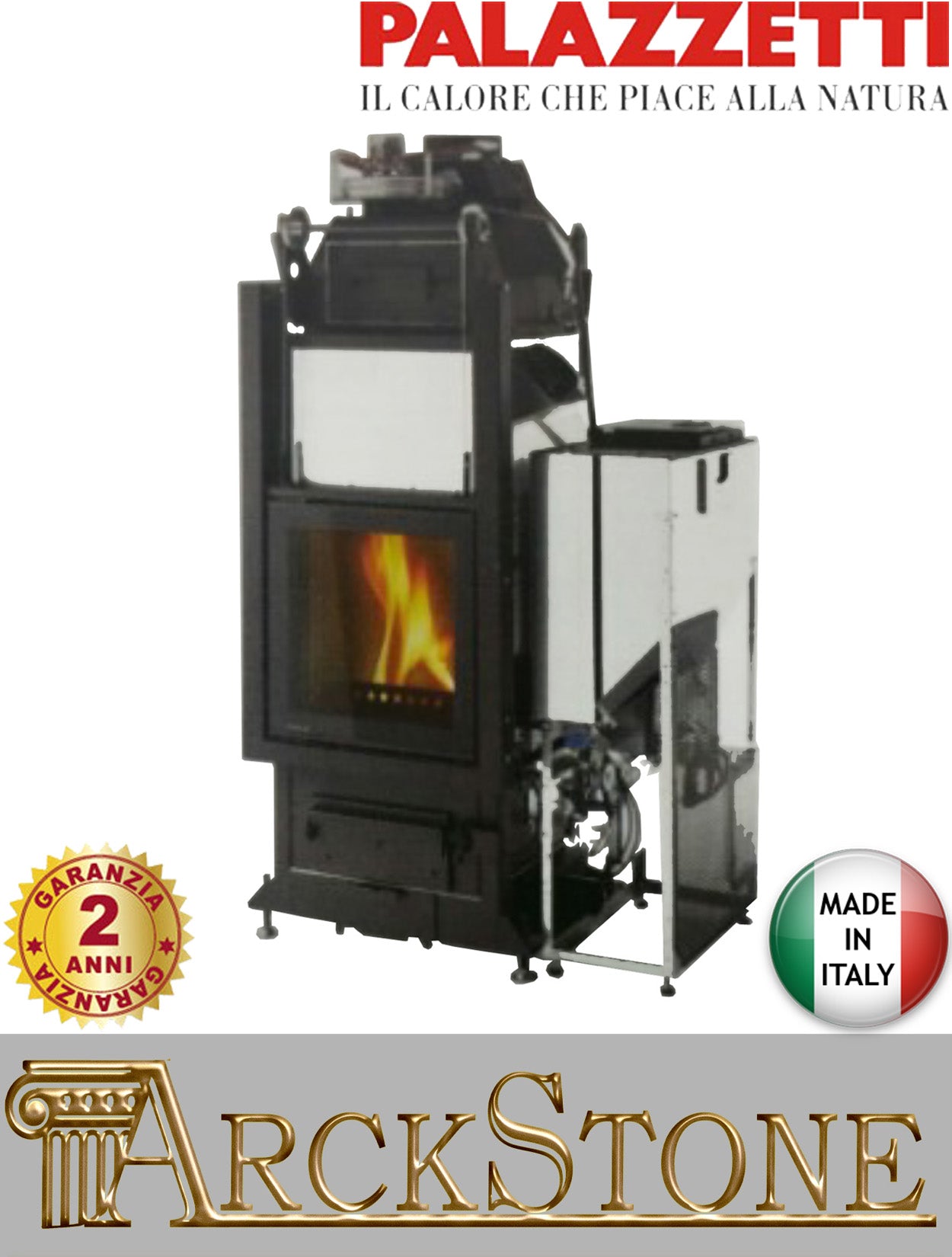 Camino Legna Pellet Aria Calda Ventilata Canalizzata Palazzetti Multifire NT Aria 18 Potenza Legna 17,3 kW Pellet 18,2 kW Caricamento a Destra