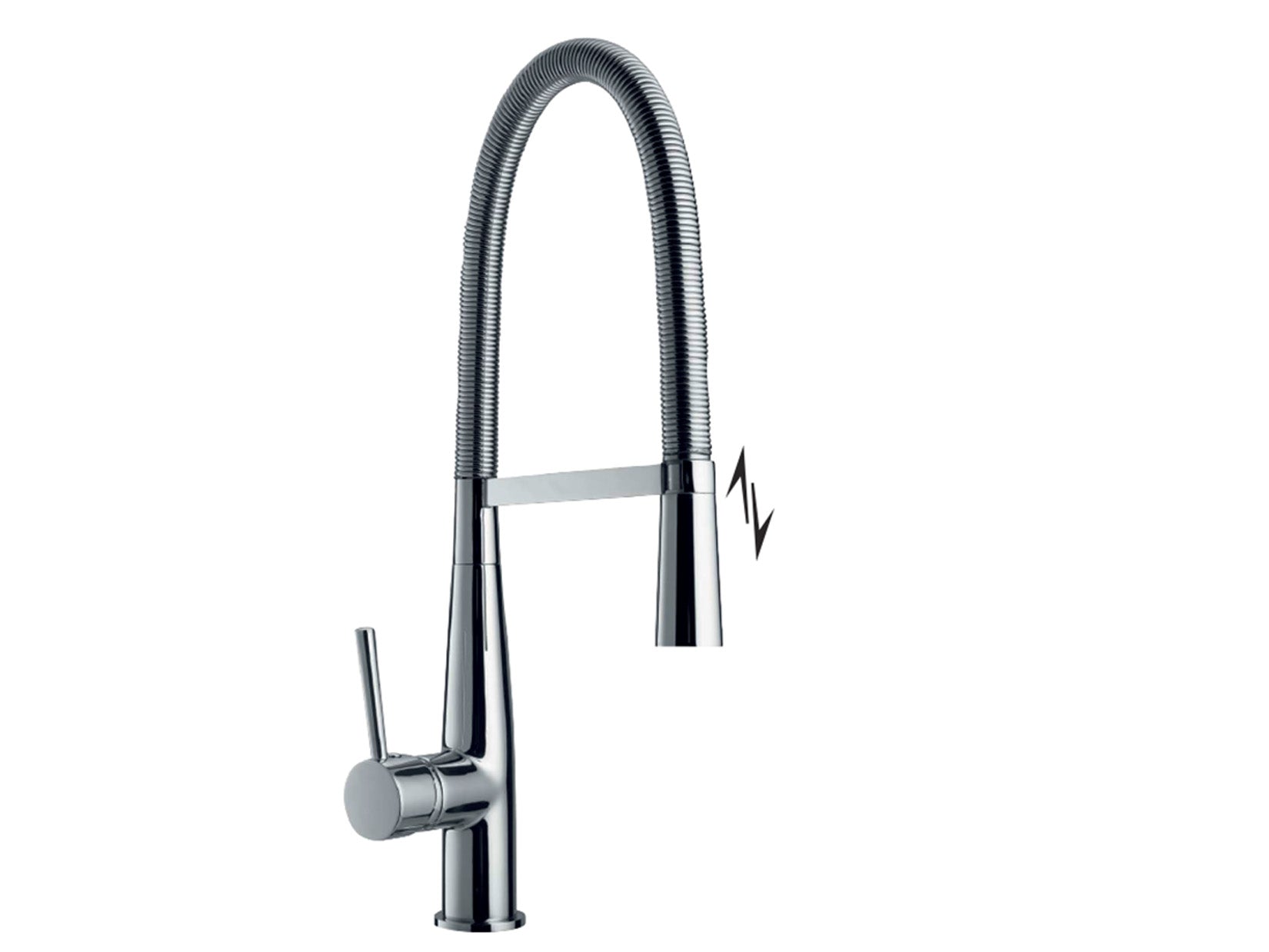 Miscelatore Lavello Lavatoio Monocomando 1 Leva Laterale Con Tubo Flessibile Molla E Doccia Doccetta Estraibile Duemmeggi Cucina New York Installazione Appoggio Stile Moderno Materiale Ottone Finitura Cromata Made in Italy Garanzia 5 Anni