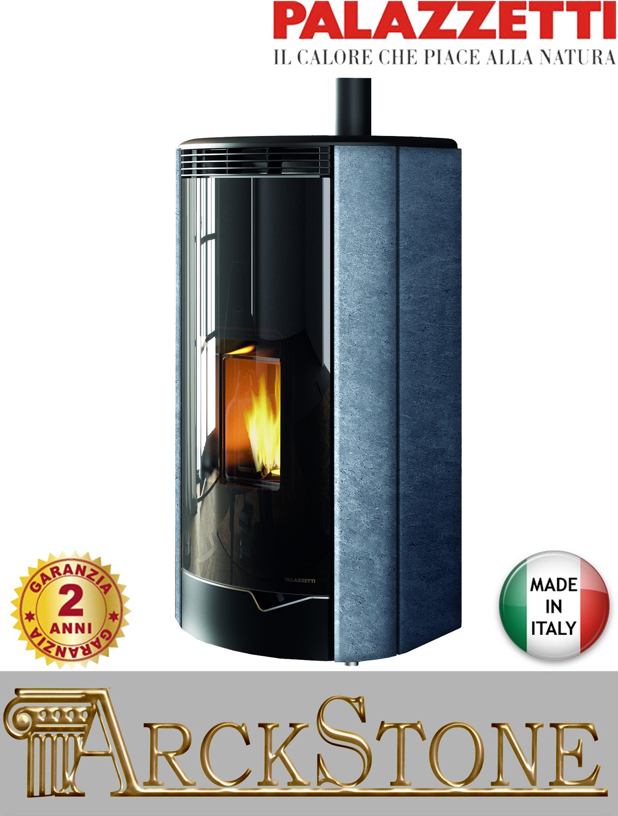 Stufa Pellet Aria Ventilata Ecofire Ermetica Palazzetti Marianne 9 US Potenza 9,1 kW Pietra Ollare