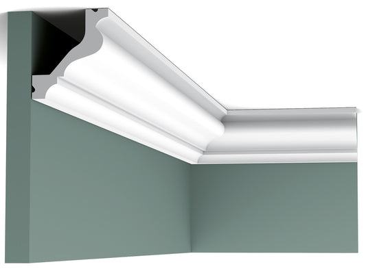 Orac Decor C200 Cornice Soffitto Parete Poliuretano Ad Alta Densità Bianco Resistente Agli Urti Calore Facile Da Installare Verniciabile Pretrattata Primer Acrilico Impermeabile Per Interno ed Esterno Ambienti Umidi Misura 200x6,5x5,7 cm
