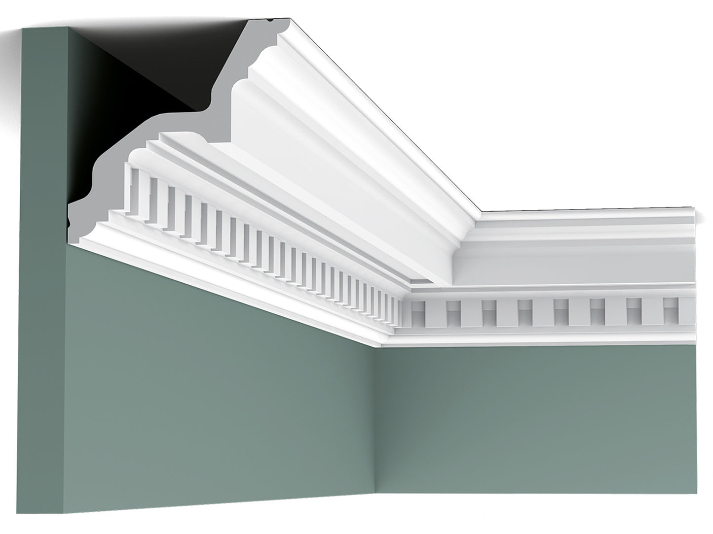 Orac Decor C211 Cornice Soffitto Parete Purotouch® Poliuretano Ad Alta Densità Bianco Resistente Agli Urti Calore Facile Da Installare Verniciabile Pretrattata Primer Acrilico Impermeabile Per Interno ed Esterno Ambienti Umidi Misura 200x11,6x11,2 cm