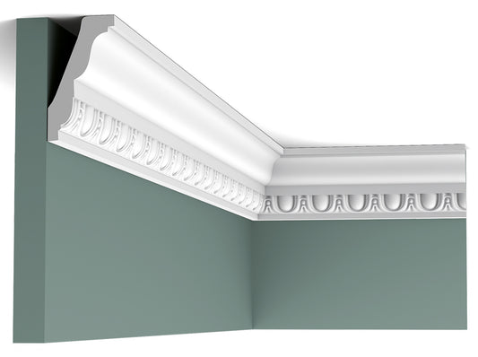 Orac Decor C212 Cornice Soffitto Parete Purotouch® Poliuretano Alta Densità Bianco Modanatura Fregio Classico Resistente Urti Calore Facile Installazione Verniciabile Pretrattata Primer Acrilico Impermeabile Interno Esterno Ambienti Umidi 200x7,5x4,5 cm 