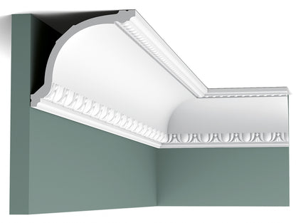 Orac Decor C216 Cornice Soffitto Parete Purotouch® Poliuretano Ad Alta Densità Bianco Resistente Agli Urti Calore Facile Da Installare Verniciabile Pretrattata Primer Acrilico Impermeabile Per Interno ed Esterno Ambienti Umidi Misura 200x11,6x13,3 cm