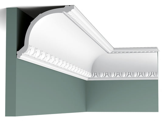 Orac Decor C216 Cornice Soffitto Parete Purotouch® Poliuretano Ad Alta Densità Bianco Resistente Agli Urti Calore Facile Da Installare Verniciabile Pretrattata Primer Acrilico Impermeabile Per Interno ed Esterno Ambienti Umidi Misura 200x11,6x13,3 cm