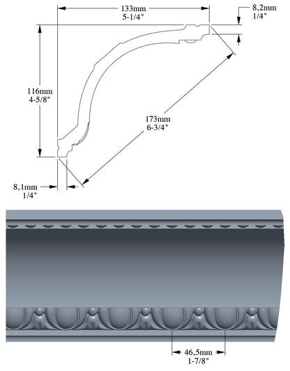 Orac Decor C216 Cornice Soffitto Parete Purotouch® Poliuretano Ad Alta Densità Bianco Resistente Agli Urti Calore Facile Da Installare Verniciabile Pretrattata Primer Acrilico Impermeabile Per Interno ed Esterno Ambienti Umidi Misura 200x11,6x13,3 cm