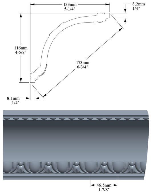 Orac Decor C216 Cornice Soffitto Parete Purotouch® Poliuretano Ad Alta Densità Bianco Resistente Agli Urti Calore Facile Da Installare Verniciabile Pretrattata Primer Acrilico Impermeabile Per Interno ed Esterno Ambienti Umidi Misura 200x11,6x13,3 cm