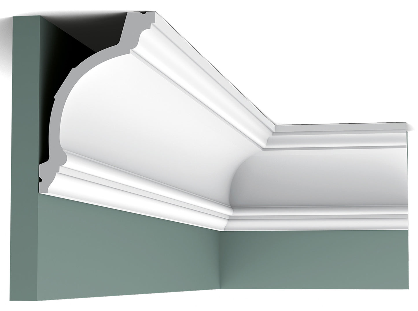Orac Decor C217 Cornice Soffitto Parete Purotouch® Poliuretano Ad Alta Densità Bianco Resistente Agli Urti Calore Facile Da Installare Verniciabile Pretrattata Primer Acrilico Impermeabile Per Interno ed Esterno Ambienti Umidi Misura 200x10,3x15,6 cm