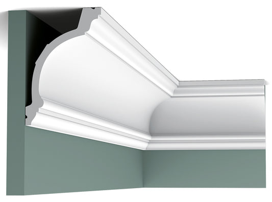 Orac Decor C217 Cornice Soffitto Parete Purotouch® Poliuretano Ad Alta Densità Bianco Resistente Agli Urti Calore Facile Da Installare Verniciabile Pretrattata Primer Acrilico Impermeabile Per Interno ed Esterno Ambienti Umidi Misura 200x10,3x15,6 cm