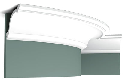 Orac Decor C217F Cornice Soffitto Parete Poliuretano Flessibile Curvabile Bianco Resistente Agli Urti Calore Termiti Acqua Facile Da Installare Verniciabile Pretrattata Primer Acrilico Impermeabile Interno Esterno Ambienti Umidi Misura 200x10,3x15,6 cm