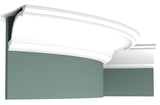 Orac Decor C217F Cornice Soffitto Parete Poliuretano Flessibile Curvabile Bianco Resistente Agli Urti Calore Termiti Acqua Facile Da Installare Verniciabile Pretrattata Primer Acrilico Impermeabile Interno Esterno Ambienti Umidi Misura 200x10,3x15,6 cm
