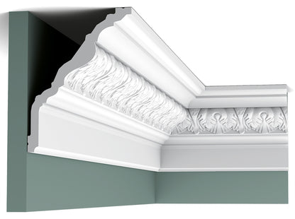 Orac Decor C219 Cornice Soffitto Parete Purotouch® Poliuretano Ad Alta Densità Bianco Resistente Agli Urti Calore Facile Da Installare Verniciabile Pretrattata Primer Acrilico Impermeabile Per Interno ed Esterno Ambienti Umidi Misura 200x17,6x13 cm