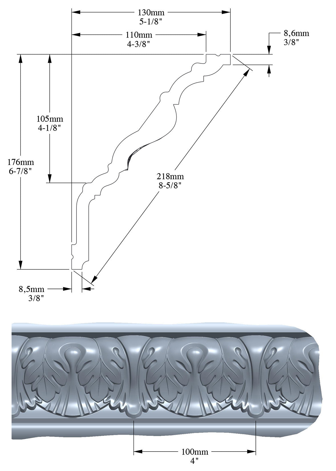 Orac Decor C219 Cornice Soffitto Parete Purotouch® Poliuretano Ad Alta Densità Bianco Resistente Agli Urti Calore Facile Da Installare Verniciabile Pretrattata Primer Acrilico Impermeabile Per Interno ed Esterno Ambienti Umidi Misura 200x17,6x13 cm