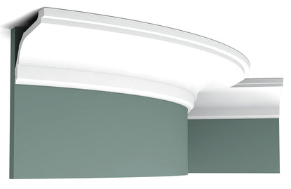 Orac Decor C220F Cornice Soffitto Parete Poliuretano Flessibile Curvabile Bianco Resistente Agli Urti Calore Termiti Acqua Facile Da Installare Verniciabile Pretrattata Primer Acrilico Impermeabile Interno Esterno Ambienti Umidi Misura 200x7,6x11,6 cm
