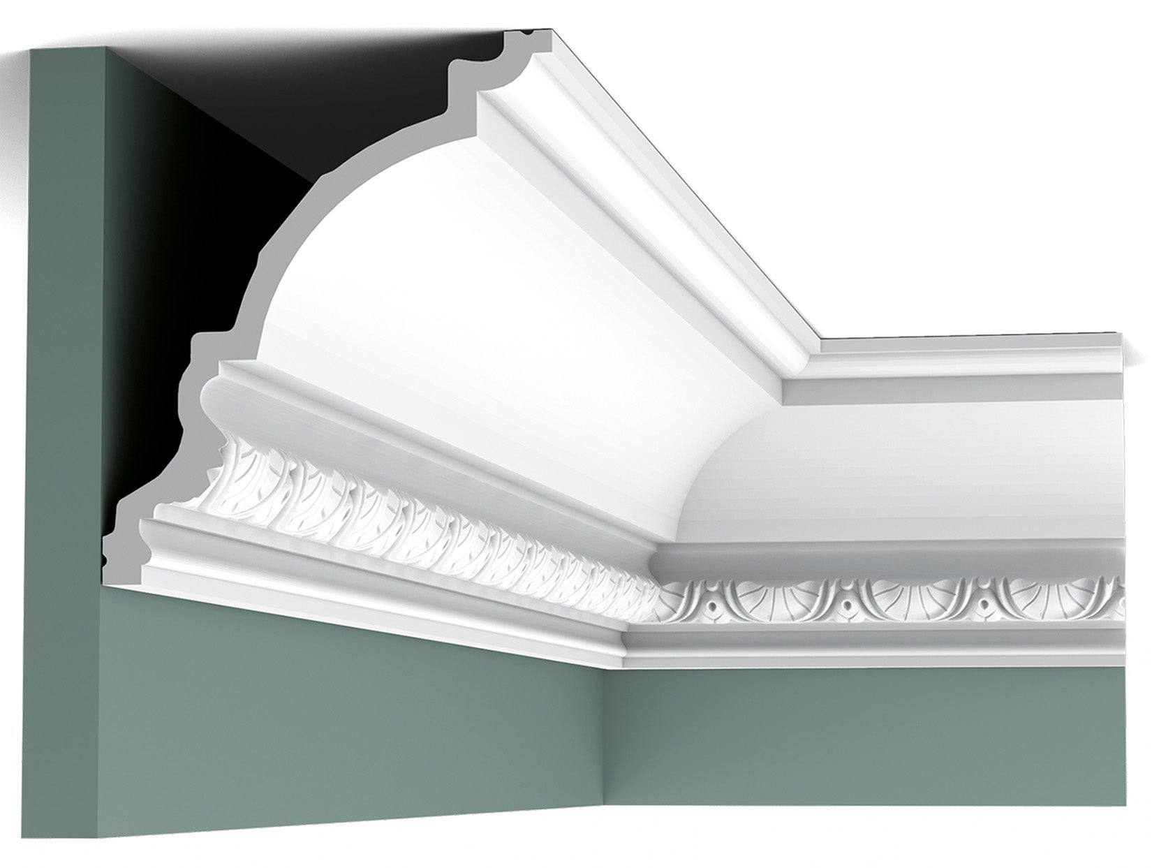 Orac Decor C301 Cornice Soffitto Parete Purotouch® Poliuretano Ad Alta Densità Bianco Resistente Agli Urti Calore Acqua Facile Da Installare Verniciabile Pretrattata Primer Acrilico Impermeabile Per Interno ed Esterno Ambienti Umidi Misura 200x17x14,4 cm