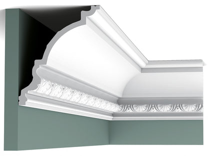 Orac Decor C301 Cornice Soffitto Parete Purotouch® Poliuretano Ad Alta Densità Bianco Resistente Agli Urti Calore Acqua Facile Da Installare Verniciabile Pretrattata Primer Acrilico Impermeabile Per Interno ed Esterno Ambienti Umidi Misura 200x17x14,4 cm