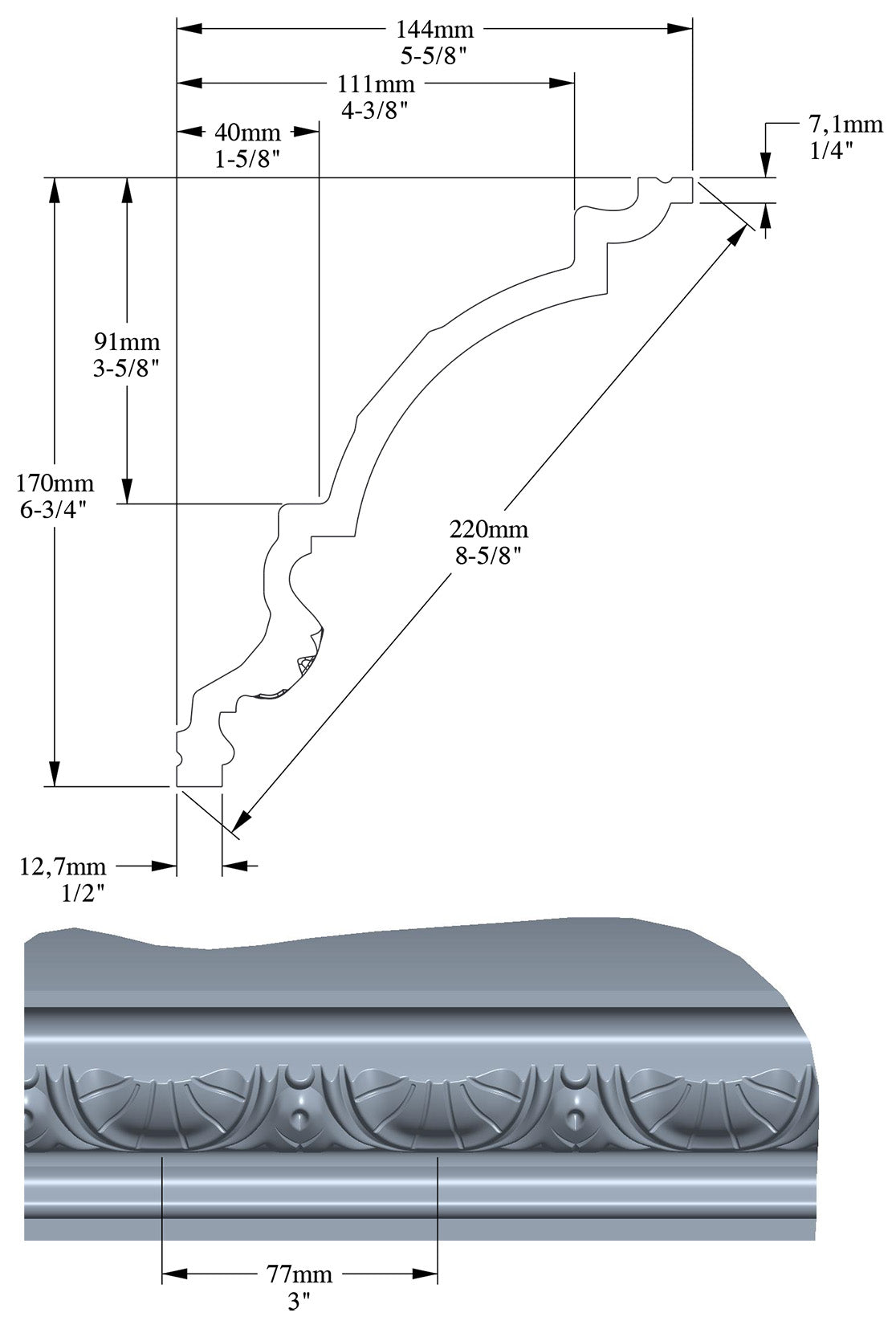 Orac Decor C301 Cornice Soffitto Parete Purotouch® Poliuretano Ad Alta Densità Bianco Resistente Agli Urti Calore Acqua Facile Da Installare Verniciabile Pretrattata Primer Acrilico Impermeabile Per Interno ed Esterno Ambienti Umidi Misura 200x17x14,4 cm