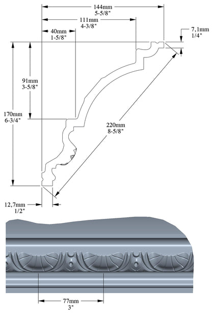 Orac Decor C301 Cornice Soffitto Parete Purotouch® Poliuretano Ad Alta Densità Bianco Resistente Agli Urti Calore Acqua Facile Da Installare Verniciabile Pretrattata Primer Acrilico Impermeabile Per Interno ed Esterno Ambienti Umidi Misura 200x17x14,4 cm