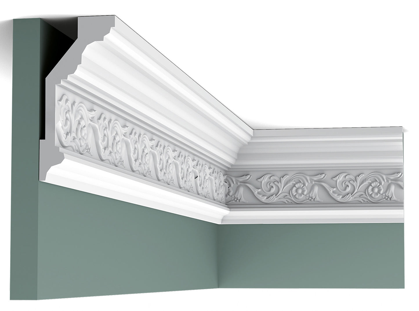 Orac Decor C303 Cornice Soffitto Parete Purotouch® Poliuretano Ad Alta Densità Bianco Resistente Agli Urti Calore Acqua Facile Da Installare Verniciabile Pretrattata Primer Acrilico Impermeabile Per Interno ed Esterno Ambienti Umidi Misura 200x14,4x6,5 cm