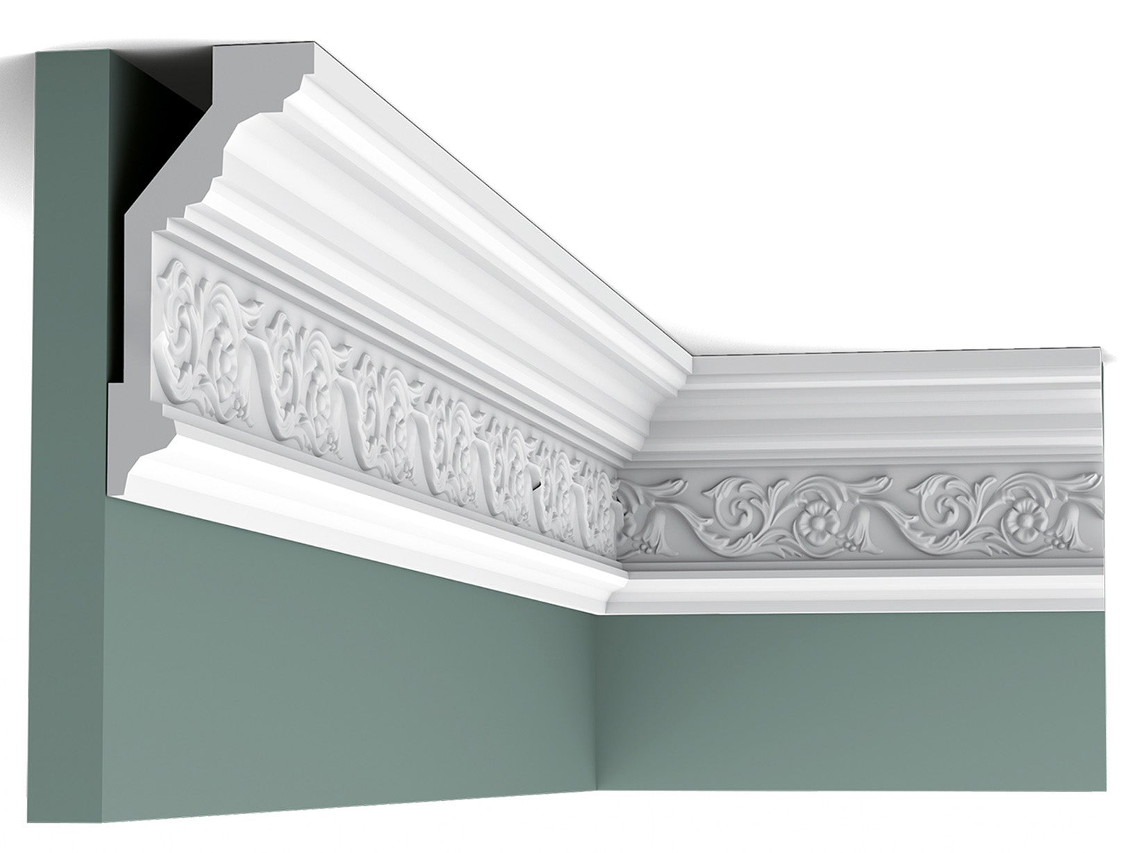 Orac Decor C303 Cornice Soffitto Parete Purotouch® Poliuretano Ad Alta Densità Bianco Resistente Agli Urti Calore Acqua Facile Da Installare Verniciabile Pretrattata Primer Acrilico Impermeabile Per Interno ed Esterno Ambienti Umidi Misura 200x14,4x6,5 cm