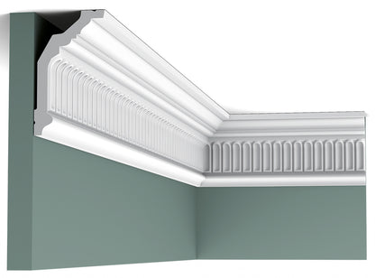 Orac Decor C304 Cornice Soffitto Parete Purotouch® Poliuretano Ad Alta Densità Bianco Resistente Agli Urti Calore Acqua Facile Da Installare Verniciabile Pretrattata Primer Acrilico Impermeabile Per Interno ed Esterno Ambienti Umidi Misura 200x12,2x7,2 cm