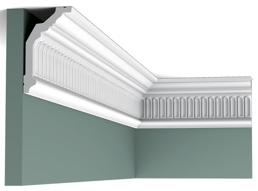 Orac Decor C304 Cornice Soffitto Parete Purotouch® Poliuretano Ad Alta Densità Bianco Resistente Agli Urti Calore Acqua Facile Da Installare Verniciabile Pretrattata Primer Acrilico Impermeabile Per Interno ed Esterno Ambienti Umidi Misura 200x12,2x7,2 cm
