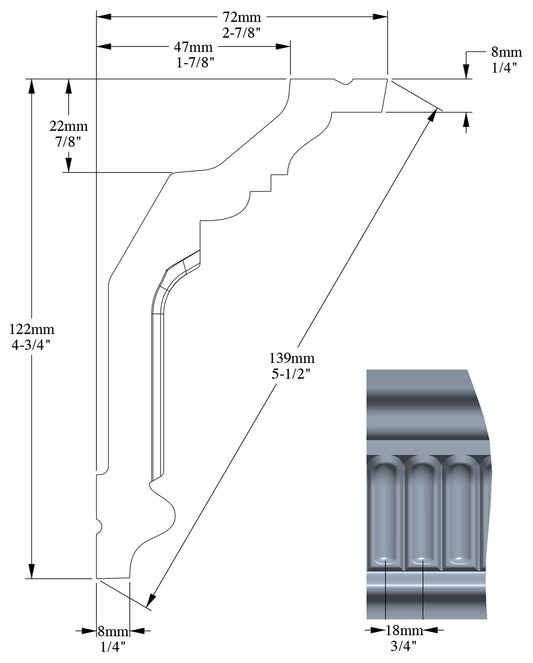 Orac Decor C304 Cornice Soffitto Parete Purotouch® Poliuretano Ad Alta Densità Bianco Resistente Agli Urti Calore Acqua Facile Da Installare Verniciabile Pretrattata Primer Acrilico Impermeabile Per Interno ed Esterno Ambienti Umidi Misura 200x12,2x7,2 cm