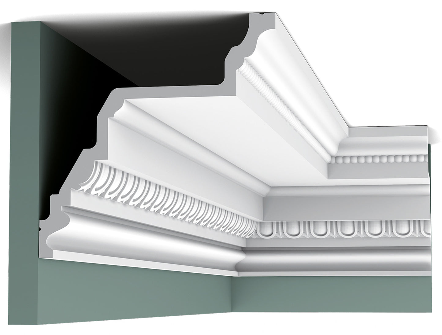 Orac Decor C307 Cornice Soffitto Parete Purotouch® Poliuretano Ad Alta Densità Bianco Resistente Agli Urti Calore Facile Da Installare Verniciabile Pretrattata Primer Acrilico Impermeabile Per Interno ed Esterno Ambienti Umidi Misura 200x19,5x19,5 cm