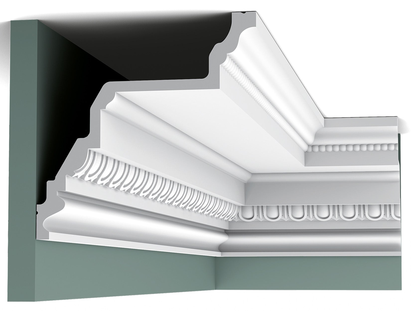 Orac Decor C307 Cornice Soffitto Parete Purotouch® Poliuretano Ad Alta Densità Bianco Resistente Agli Urti Calore Facile Da Installare Verniciabile Pretrattata Primer Acrilico Impermeabile Per Interno ed Esterno Ambienti Umidi Misura 200x19,5x19,5 cm