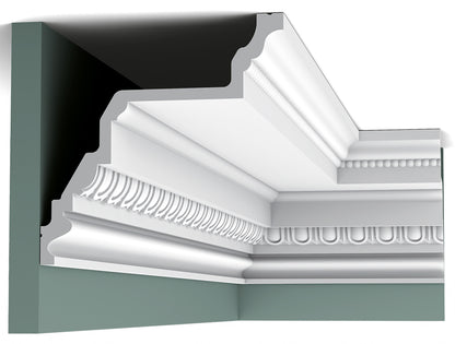 Orac Decor C307 Cornice Soffitto Parete Purotouch® Poliuretano Ad Alta Densità Bianco Resistente Agli Urti Calore Facile Da Installare Verniciabile Pretrattata Primer Acrilico Impermeabile Per Interno ed Esterno Ambienti Umidi Misura 200x19,5x19,5 cm