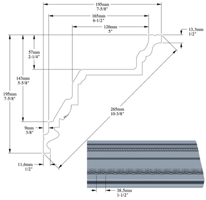 Orac Decor C307 Cornice Soffitto Parete Purotouch® Poliuretano Ad Alta Densità Bianco Resistente Agli Urti Calore Facile Da Installare Verniciabile Pretrattata Primer Acrilico Impermeabile Per Interno ed Esterno Ambienti Umidi Misura 200x19,5x19,5 cm