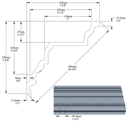 Orac Decor C307 Cornice Soffitto Parete Purotouch® Poliuretano Ad Alta Densità Bianco Resistente Agli Urti Calore Facile Da Installare Verniciabile Pretrattata Primer Acrilico Impermeabile Per Interno ed Esterno Ambienti Umidi Misura 200x19,5x19,5 cm