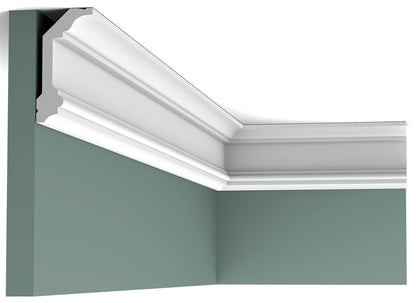 Orac Decor C321 Cornice Soffitto Parete Purotouch® Poliuretano Ad Alta Densità Bianco Resistente Agli Urti Calore Facile Da Installare Verniciabile Pretrattata Primer Acrilico Impermeabile Per Interno ed Esterno Ambienti Umidi Misura 200x9,9x5 cm