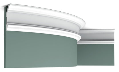 Orac Decor C321F Cornice Soffitto Parete Poliuretano Flessibile Curvabile Bianco Resistente Agli Urti Calore Termiti Acqua Facile Da Installare Verniciabile Pretrattata Primer Acrilico Impermeabile Interno Esterno Ambienti Umidi Misura 200x9,9x5 cm