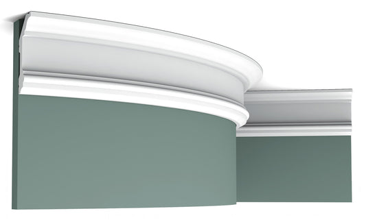 Orac Decor C321F Cornice Soffitto Parete Poliuretano Flessibile Curvabile Bianco Resistente Agli Urti Calore Termiti Acqua Facile Da Installare Verniciabile Pretrattata Primer Acrilico Impermeabile Interno Esterno Ambienti Umidi Misura 200x9,9x5 cm