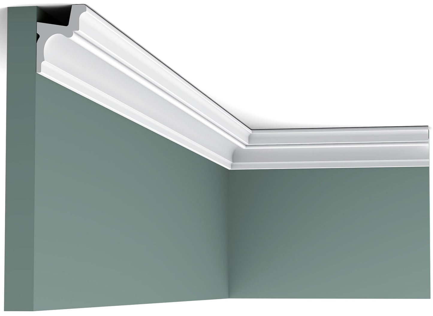 Orac Decor C323 Cornice Soffitto Parete Purotouch® Poliuretano Ad Alta Densità Bianco Resistente Agli Urti Calore Acqua Illuminazione Indiretta Verniciabile Pretrattata Primer Acrilico Impermeabile Per Interno Esterno Ambienti Umidi Misura 200x5,5x4,2 cm