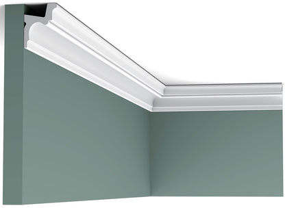 Orac Decor C323 Cornice Soffitto Parete Purotouch® Poliuretano Ad Alta Densità Bianco Resistente Agli Urti Calore Acqua Illuminazione Indiretta Verniciabile Pretrattata Primer Acrilico Impermeabile Per Interno Esterno Ambienti Umidi Misura 200x5,5x4,2 cm