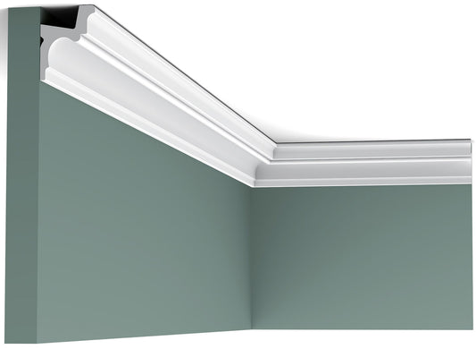 Orac Decor C323 Cornice Soffitto Parete Purotouch® Poliuretano Ad Alta Densità Bianco Resistente Agli Urti Calore Acqua Illuminazione Indiretta Verniciabile Pretrattata Primer Acrilico Impermeabile Per Interno Esterno Ambienti Umidi Misura 200x5,5x4,2 cm