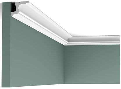 Orac Decor C323 Cornice Soffitto Parete Purotouch® Poliuretano Ad Alta Densità Bianco Resistente Agli Urti Calore Acqua Illuminazione Indiretta Verniciabile Pretrattata Primer Acrilico Impermeabile Per Interno Esterno Ambienti Umidi Misura 200x5,5x4,2 cm