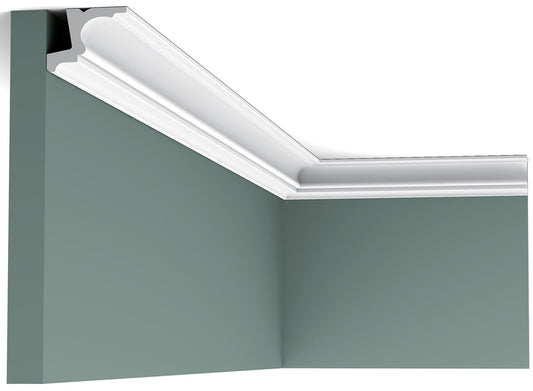 Orac Decor C323 Cornice Soffitto Parete Purotouch® Poliuretano Ad Alta Densità Bianco Resistente Agli Urti Calore Acqua Illuminazione Indiretta Verniciabile Pretrattata Primer Acrilico Impermeabile Per Interno Esterno Ambienti Umidi Misura 200x5,5x4,2 cm