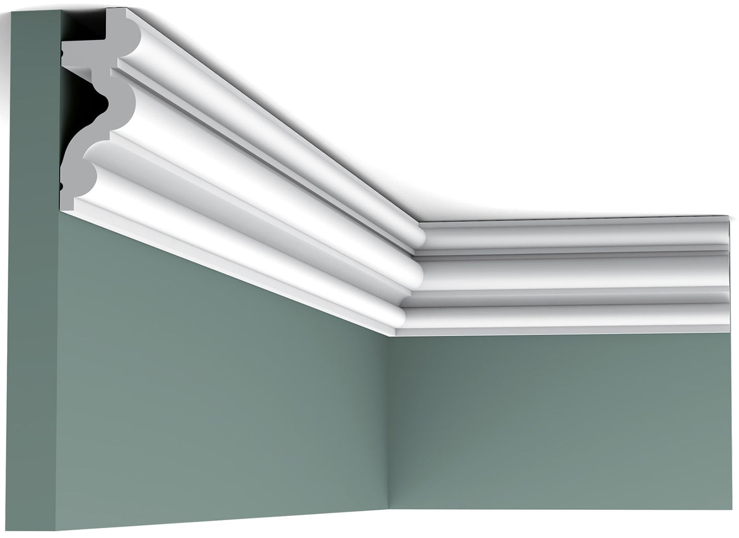 Orac Decor C324 Cornice Soffitto Parete Purotouch® Poliuretano Ad Alta Densità Bianco Resistente Agli Urti Calore Acqua Illuminazione Indiretta Verniciabile Pretrattata Primer Acrilico Impermeabile Per Interno Esterno Ambienti Umidi Misura 200x8,3x3,4 cm
