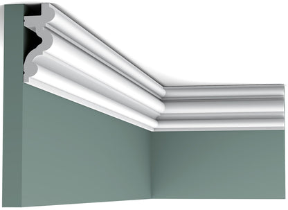 Orac Decor C324 Cornice Soffitto Parete Purotouch® Poliuretano Ad Alta Densità Bianco Resistente Agli Urti Calore Acqua Illuminazione Indiretta Verniciabile Pretrattata Primer Acrilico Impermeabile Per Interno Esterno Ambienti Umidi Misura 200x8,3x3,4 cm