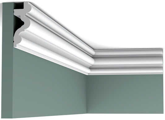Orac Decor C324 Cornice Soffitto Parete Purotouch® Poliuretano Ad Alta Densità Bianco Resistente Agli Urti Calore Acqua Illuminazione Indiretta Verniciabile Pretrattata Primer Acrilico Impermeabile Per Interno Esterno Ambienti Umidi Misura 200x8,3x3,4 cm