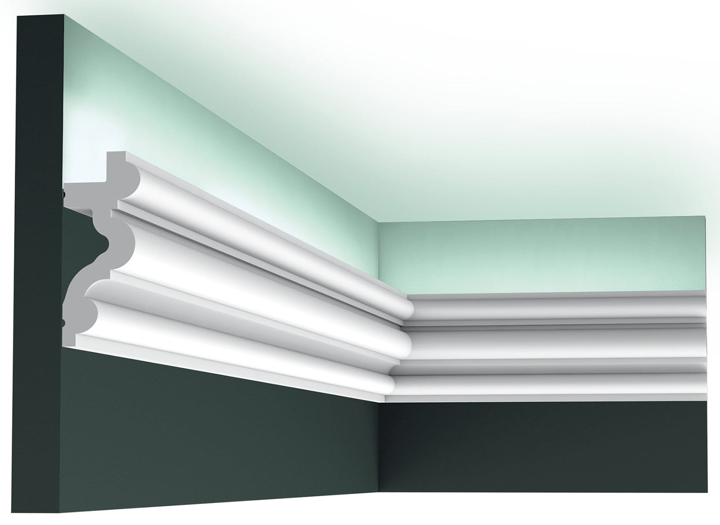 Orac Decor C324 Cornice Soffitto Parete Purotouch® Poliuretano Ad Alta Densità Bianco Resistente Agli Urti Calore Acqua Illuminazione Indiretta Verniciabile Pretrattata Primer Acrilico Impermeabile Per Interno Esterno Ambienti Umidi Misura 200x8,3x3,4 cm