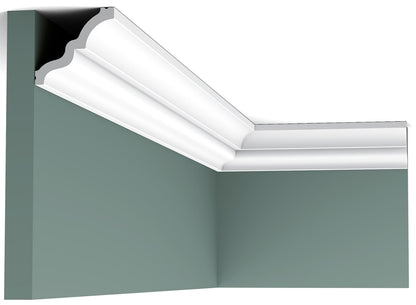 Orac Decor C325 Cornice Soffitto Parete Purotouch® Poliuretano Ad Alta Densità Bianco Resistente Agli Urti Calore Acqua Facile Da Installare Verniciabile Pretrattata Primer Acrilico Impermeabile Per Interno ed Esterno Ambienti Umidi Misura 200x7x6,5 cm